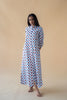 Geometric Print Shirt Dress - Blue/Maroon