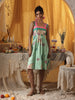 Mint Paisley Short Dress With Back Tie-up