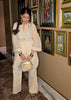 Plain Dobby Mirror Yoke Kurta with Wide Leg Pant Set