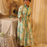 Mint Circle Print Drawstring Dress
