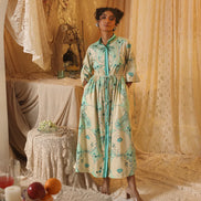Mint Circle Print Drawstring Dress