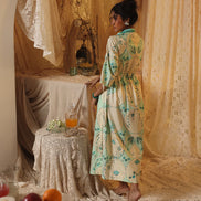 Mint Circle Print Drawstring Dress
