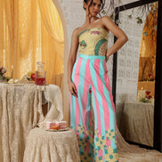 Pink Blue Stripe Trouser