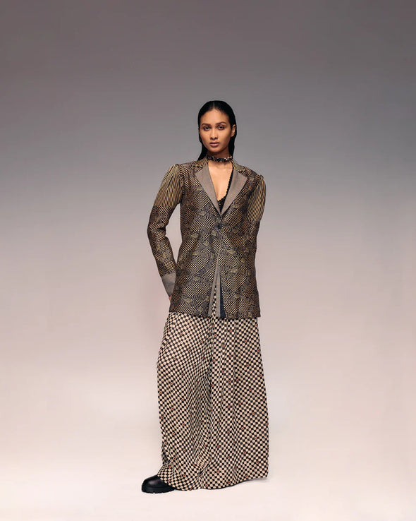 Ajrakh Check Wide Trouser