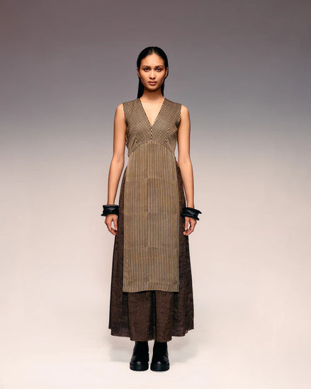 Ajrakh Stripe V Neck Top