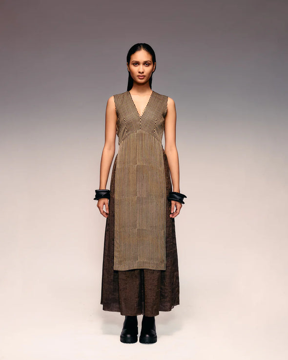 Ajrakh Stripe V Neck Top