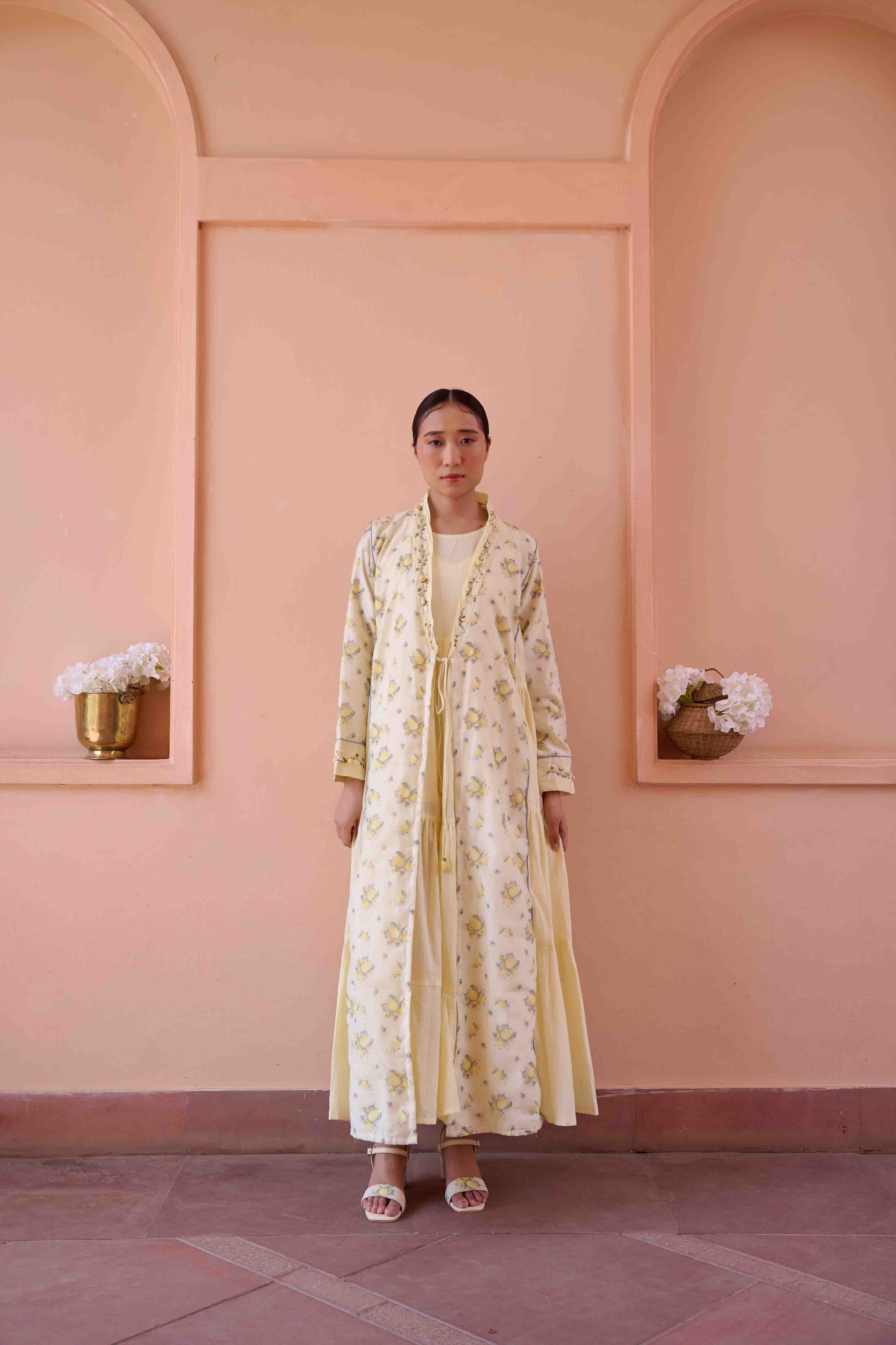 Amily Dress and Jacket Set - Lemon Print