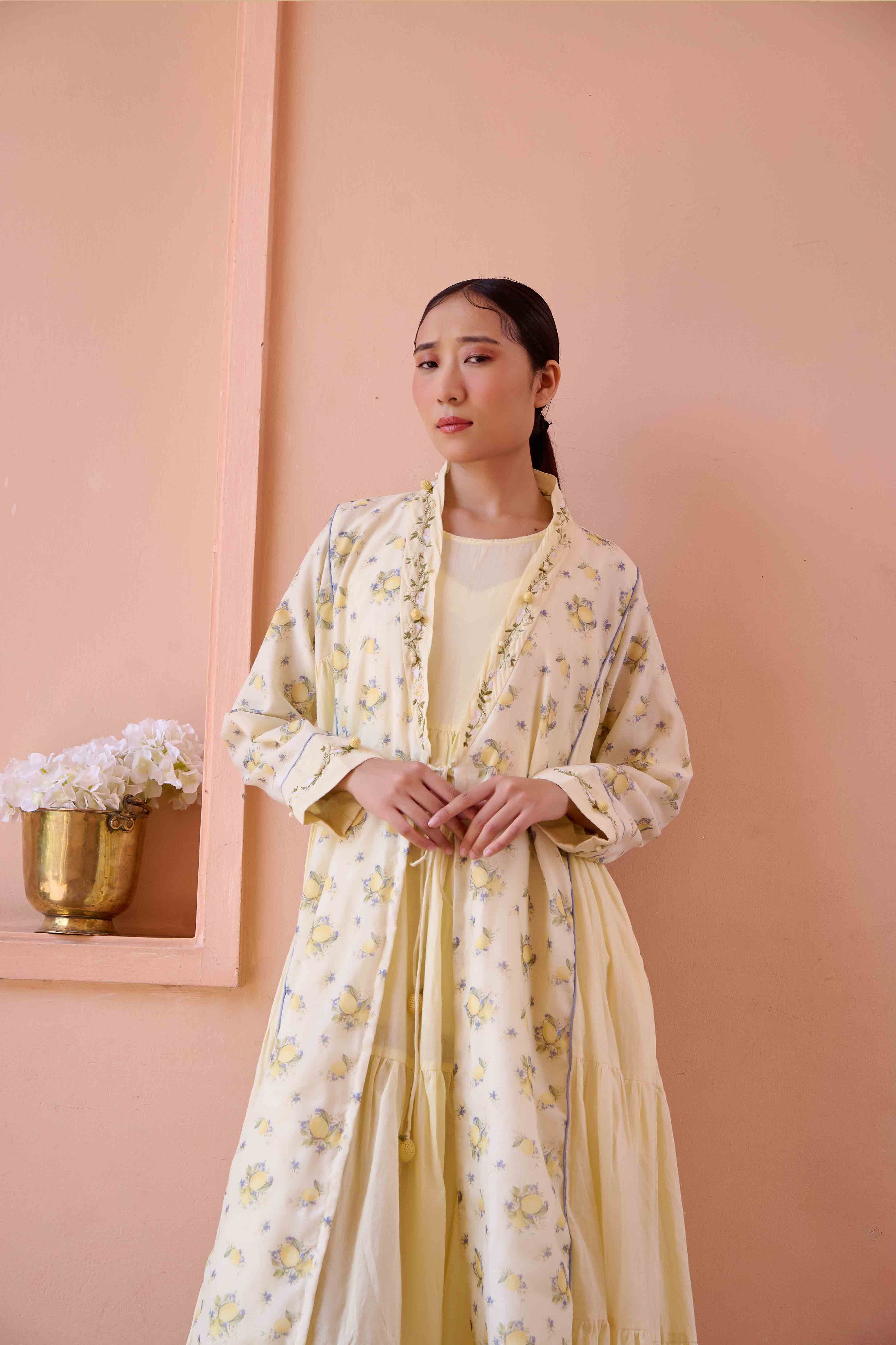 Amily Dress and Jacket Set - Lemon Print