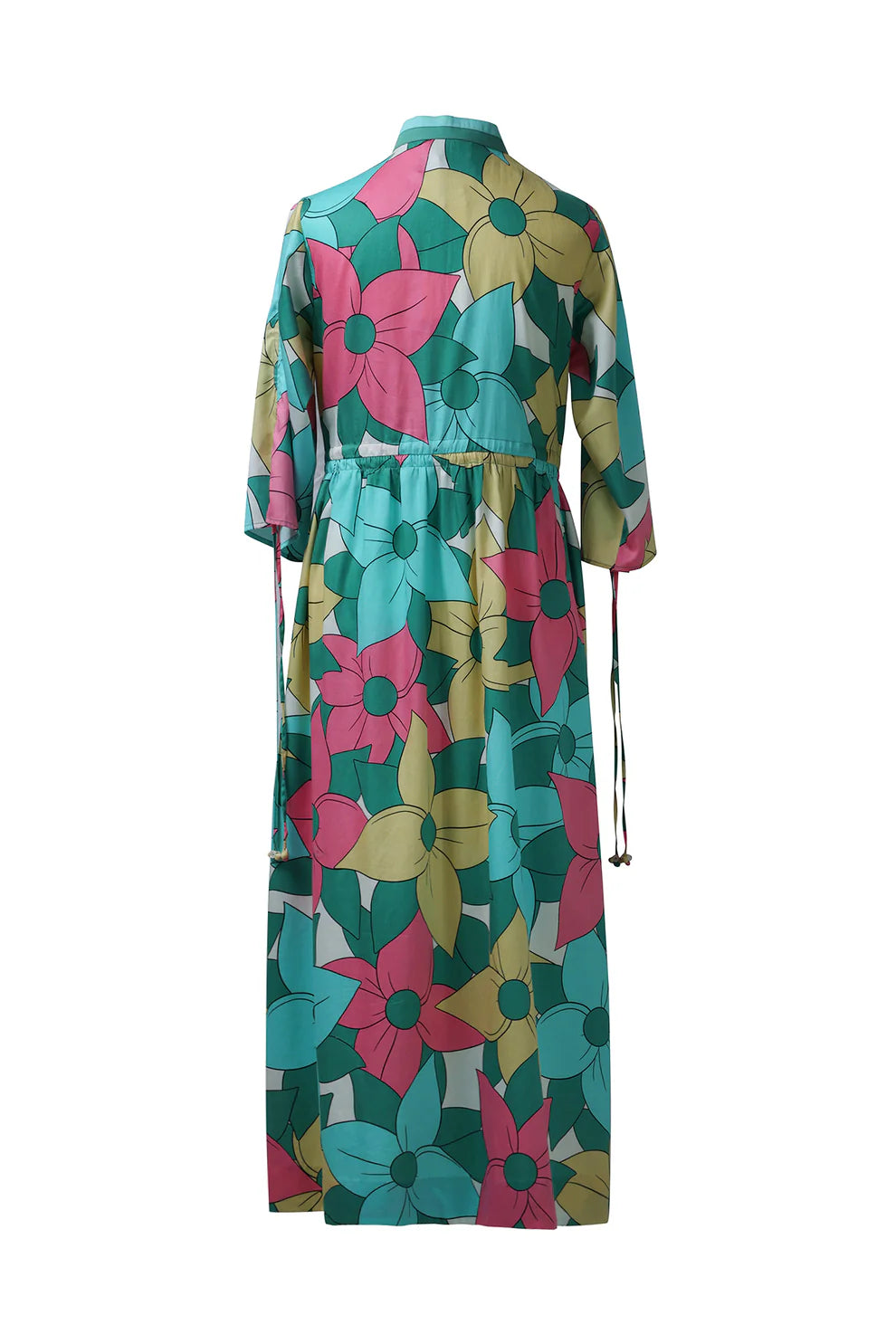 Big Floral Allover Drawstring Dress