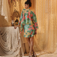 Big Floral Cotton Net Kaftan Top