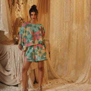 Big Floral Cotton Net Kaftan Set