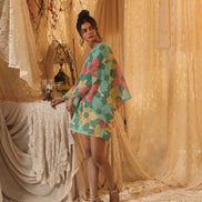 Big Floral Cotton Net Kaftan Set