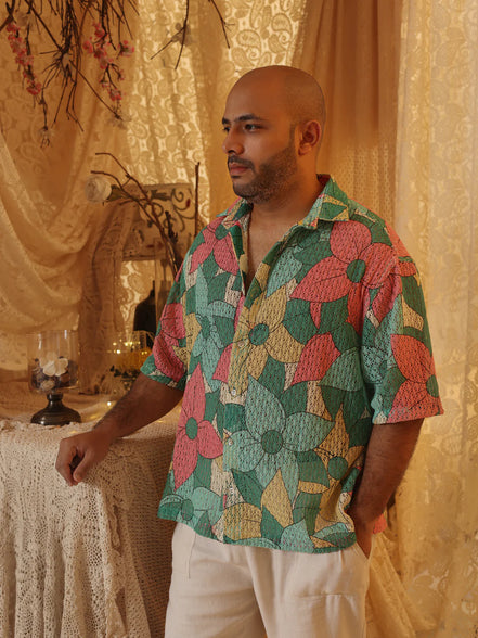 Big Floral Cotton Net Men’s Shirt