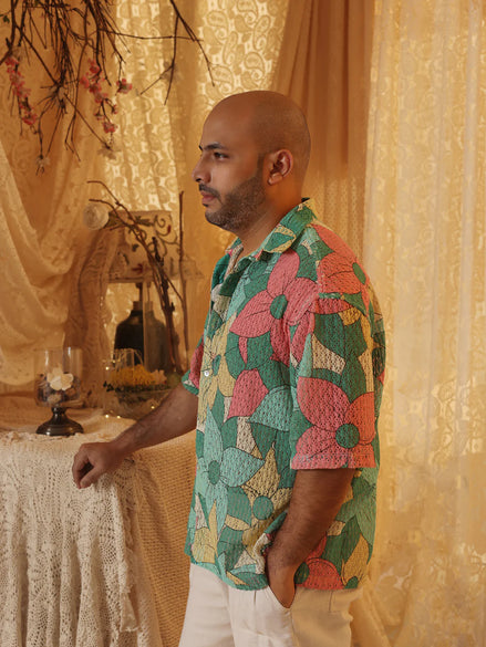 Big Floral Cotton Net Men’s Shirt