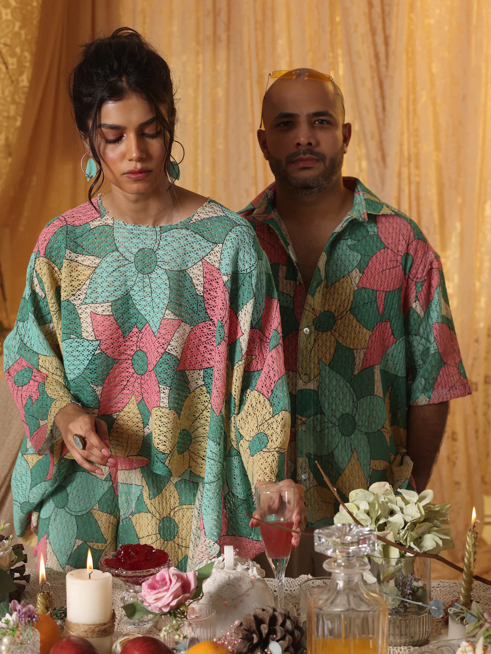Big Floral Cotton Net Men’s Shirt