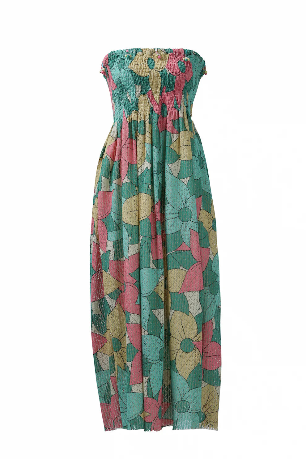 Big Floral Cotton Net Tube Dress
