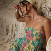 Big Floral Cotton Net Tube Dress