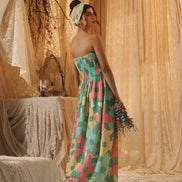 Big Floral Cotton Net Tube Dress