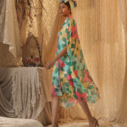 Big Floral Kaftan Shirt Dress