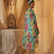 Big Floral Kaftan Shirt Dress