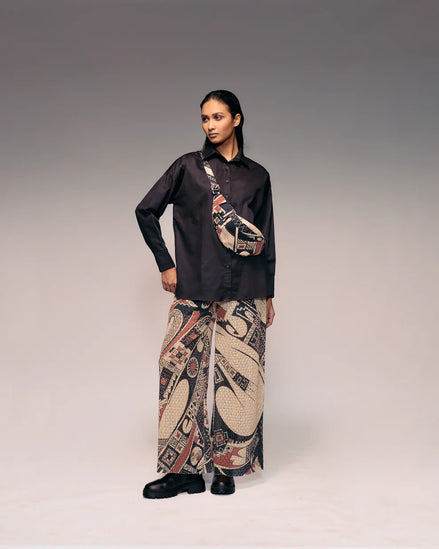 Rust Print Cotton Net Trouser