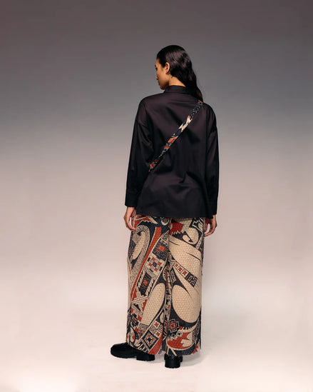Rust Print Cotton Net Trouser