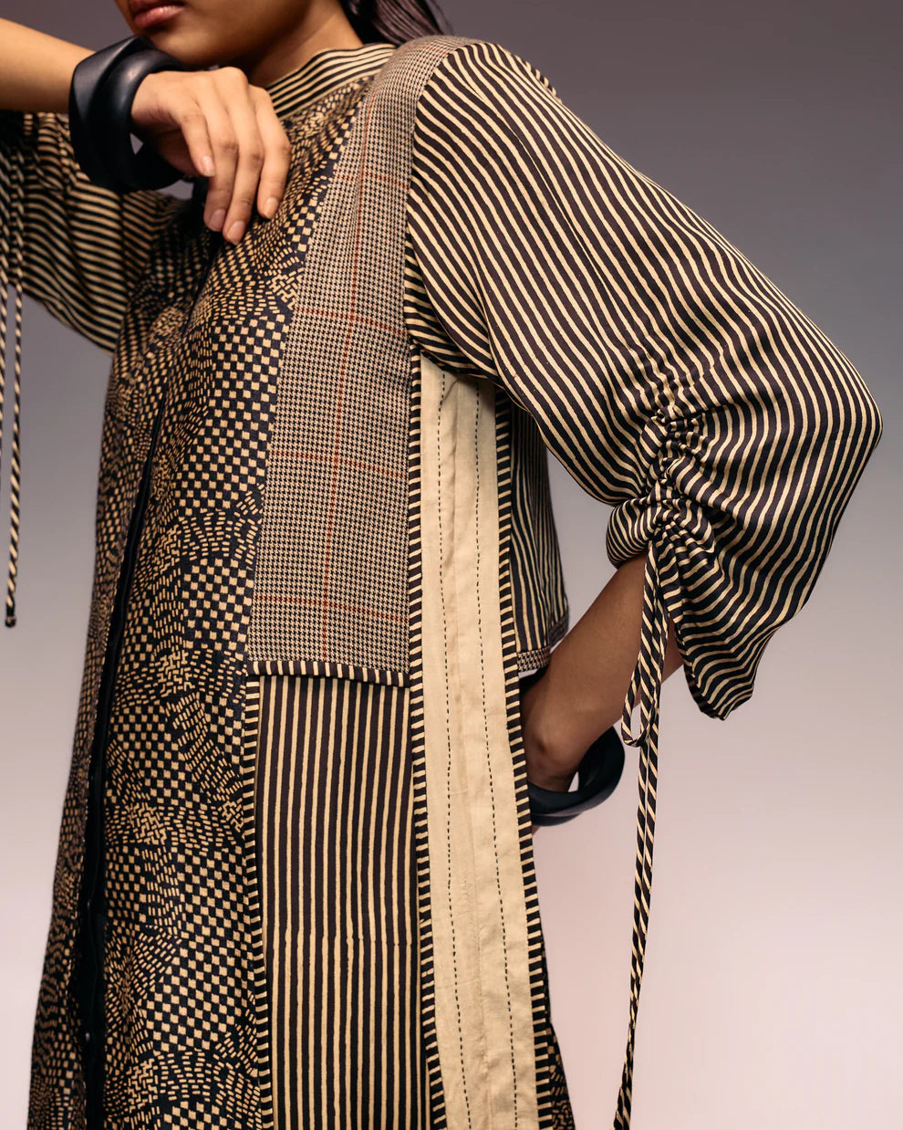 Black Print Panel Dress