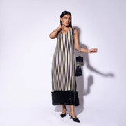 Black White Sequinned Midi Dress