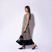 Black White Sequinned Midi Dress