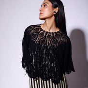 Black pearl Crochet cape