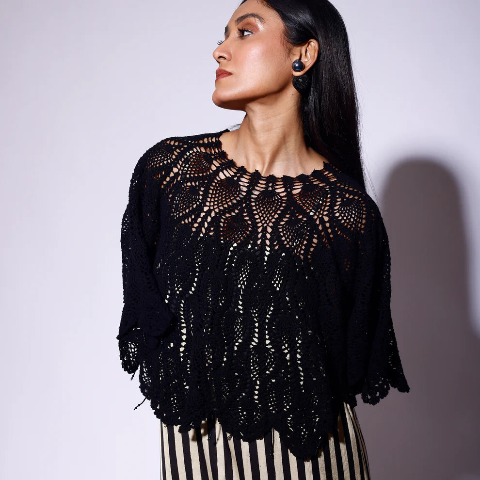 Black pearl Crochet cape