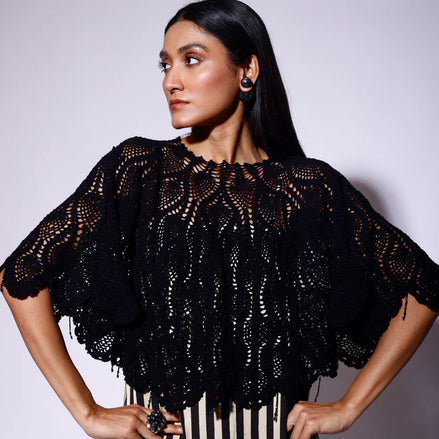 Black pearl Crochet cape