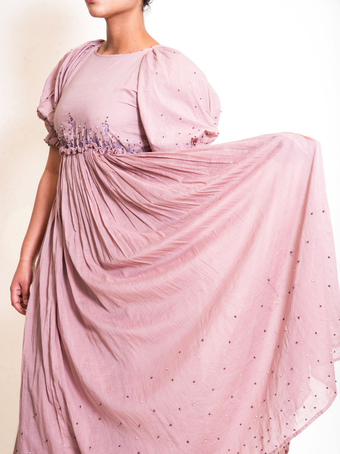 Coral Dress Mul Cotton - Ash Pink