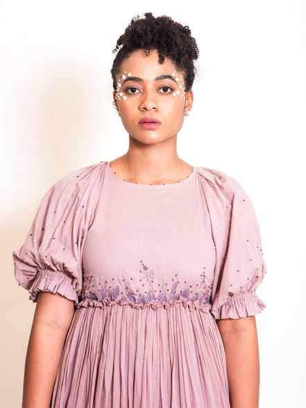 Coral Dress Mul Cotton - Ash Pink
