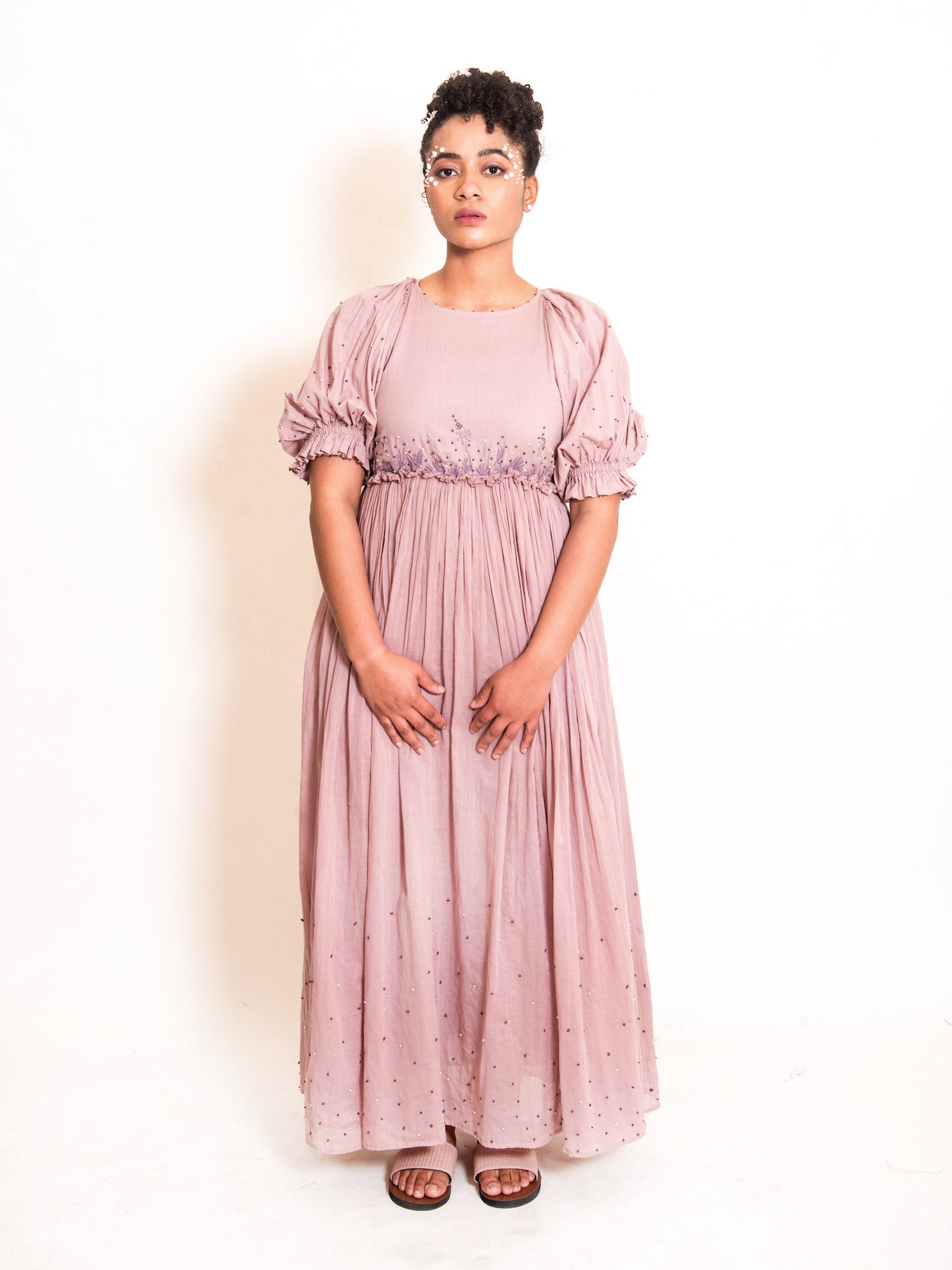 Coral Dress Mul Cotton - Ash Pink