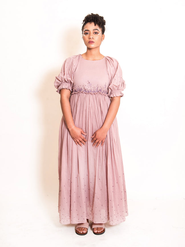 Coral Dress Mul Cotton - Ash Pink