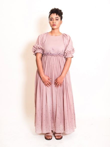 Coral Dress Mul Cotton - Ash Pink