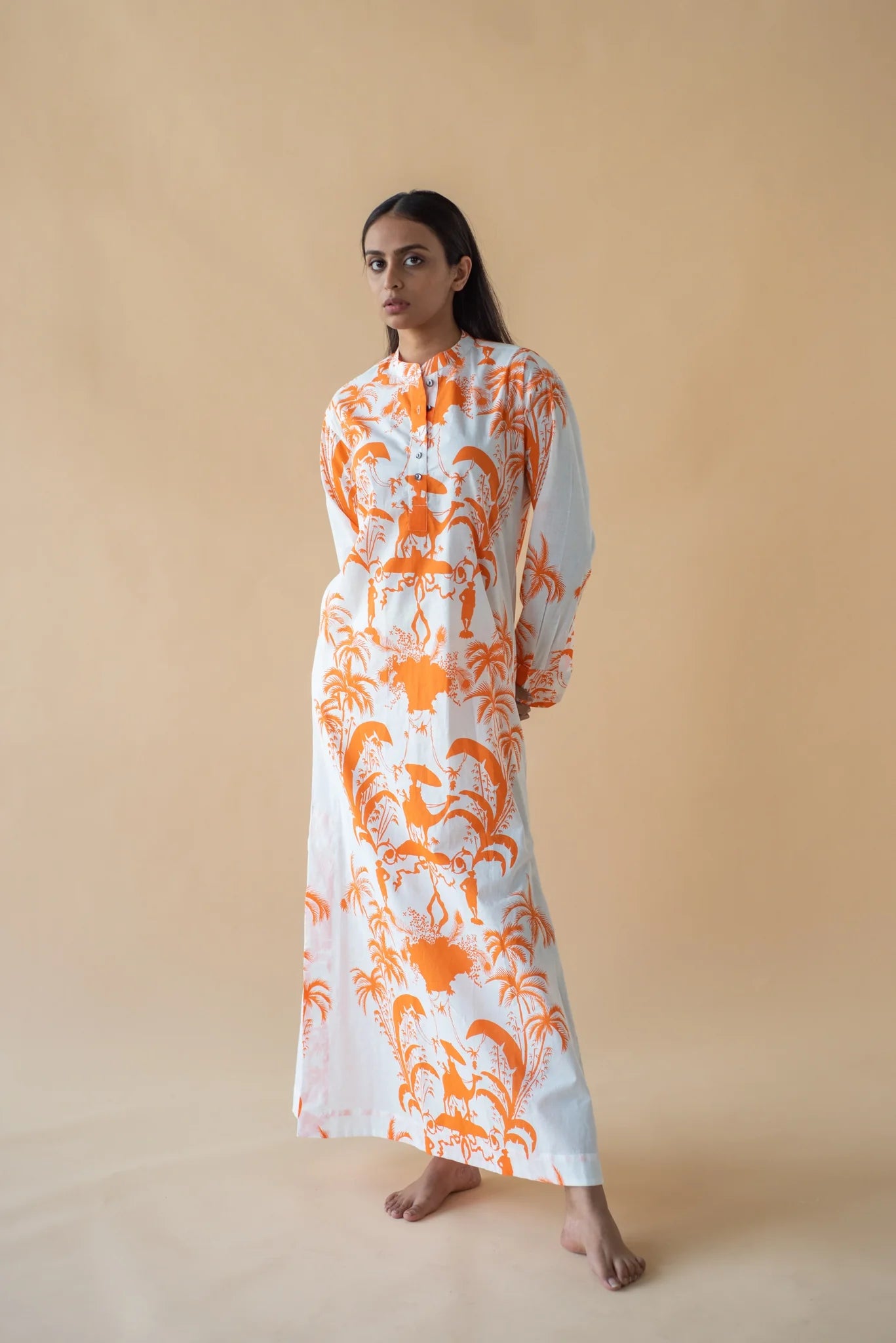 Camel Print Long Dress