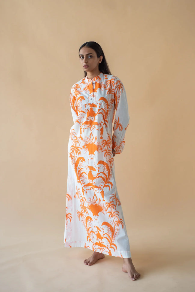 Camel Print Long Dress