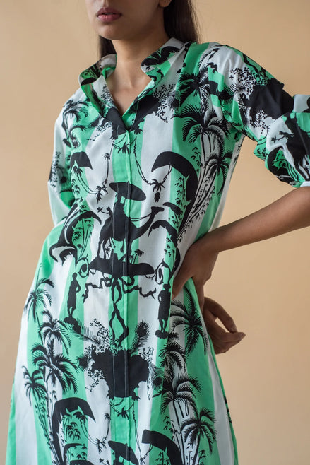 Camel Print Shirt Dress