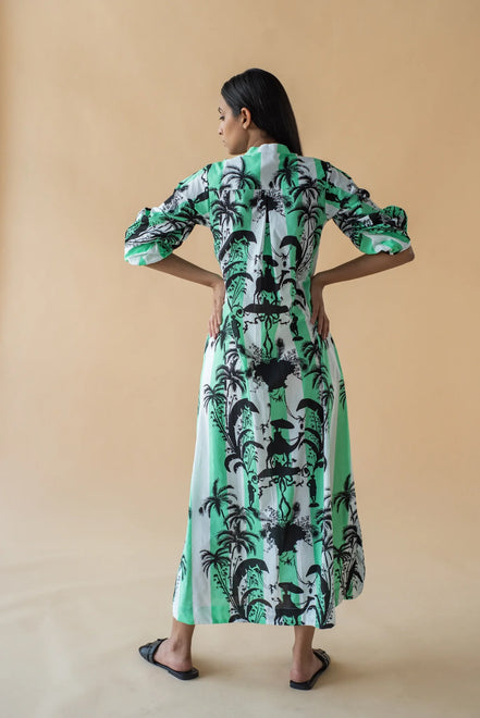 Camel Print Shirt Dress