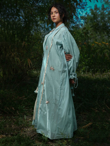 Charmaine Set - Dress and Jacket - Blue and Beige
