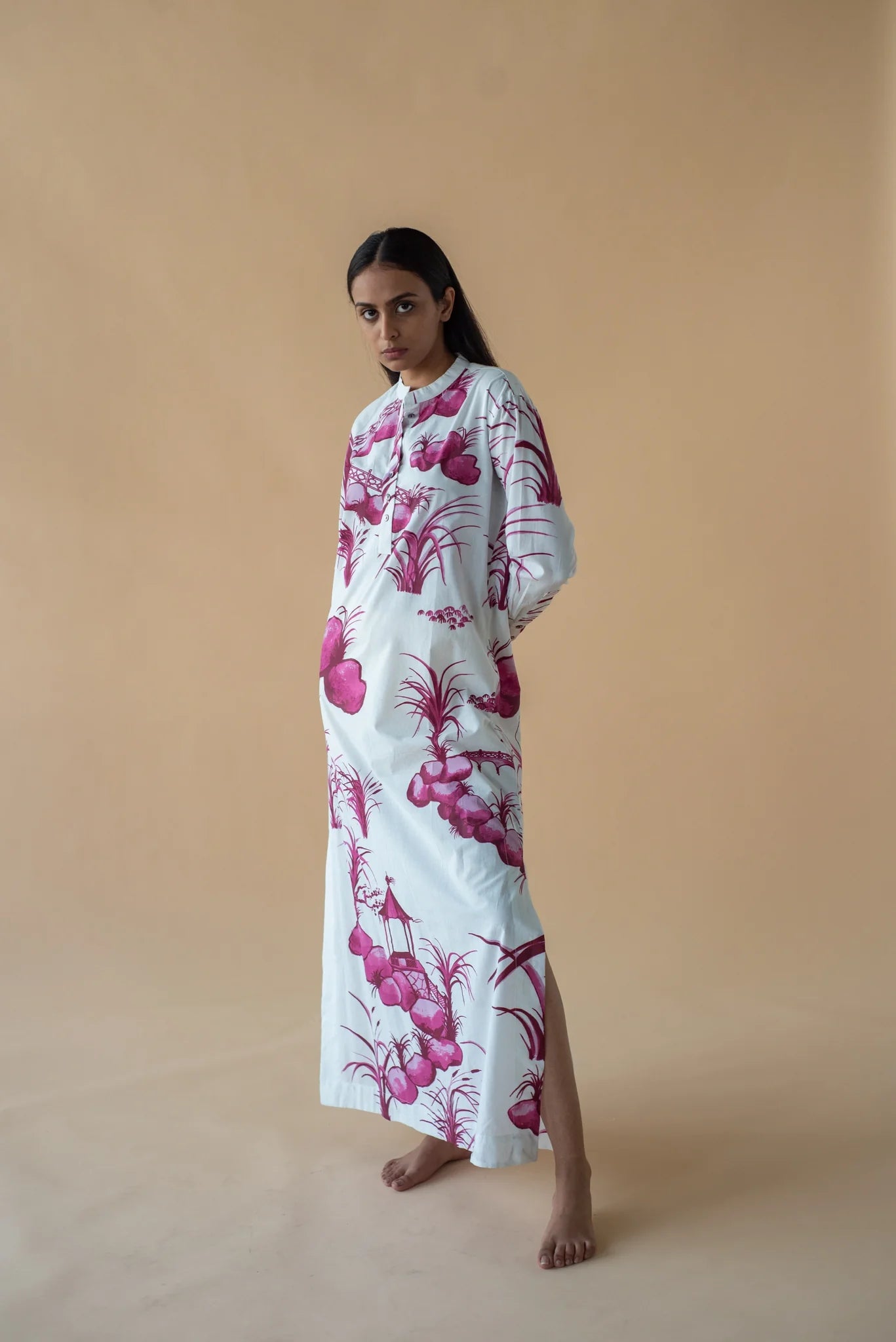 Chinese Print Long Dress