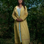 Dara Set - Dress and Jacket - Blue With Yellow