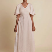 Desai Dress - Beige Handwoven
