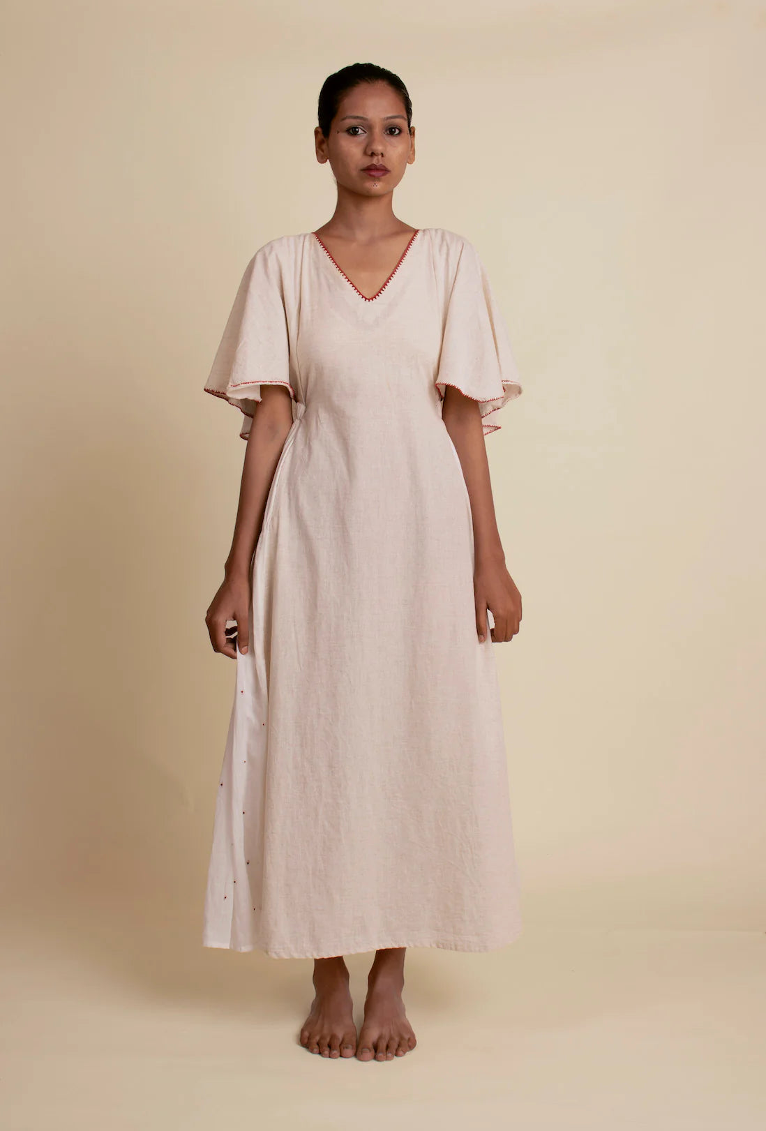 Desai Dress - Beige Handwoven