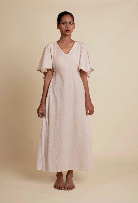 Desai Dress - Beige Handwoven