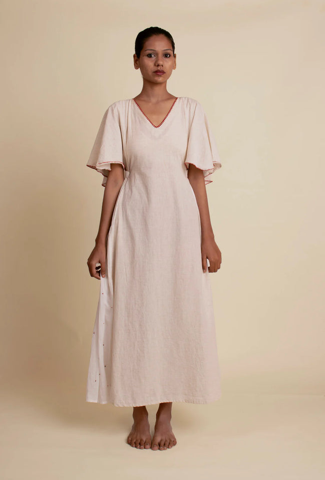 Desai Dress - Beige Handwoven