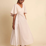 Desai Dress - Beige Handwoven