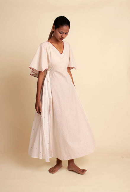 Desai Dress - Beige Handwoven